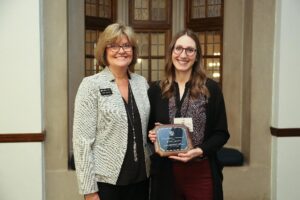 Marion Underwood, PhD, HHS Dean, and Rosie Shrout, PhD, HDFS