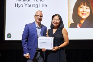 Jeremy Reynolds and Tiantian Yang, 2026 Kanter Award being presented